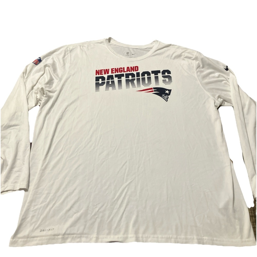 Nike New England Patriots Men's Dri-Fi L/S T-Shirt NFL Football White 3XL